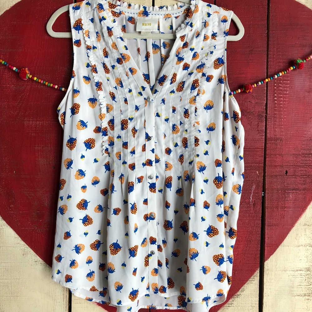 Maeve by Anthropology Strawberry Blouse Sz 12